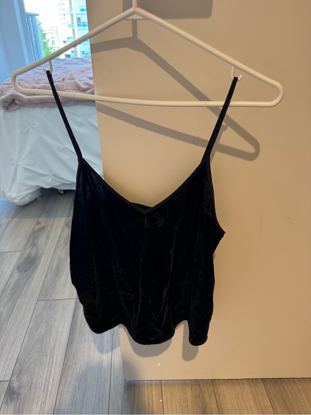 Aritzia Tulula Black Velvet Spaghetti Strap Tank Top